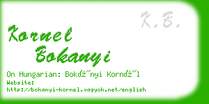 kornel bokanyi business card